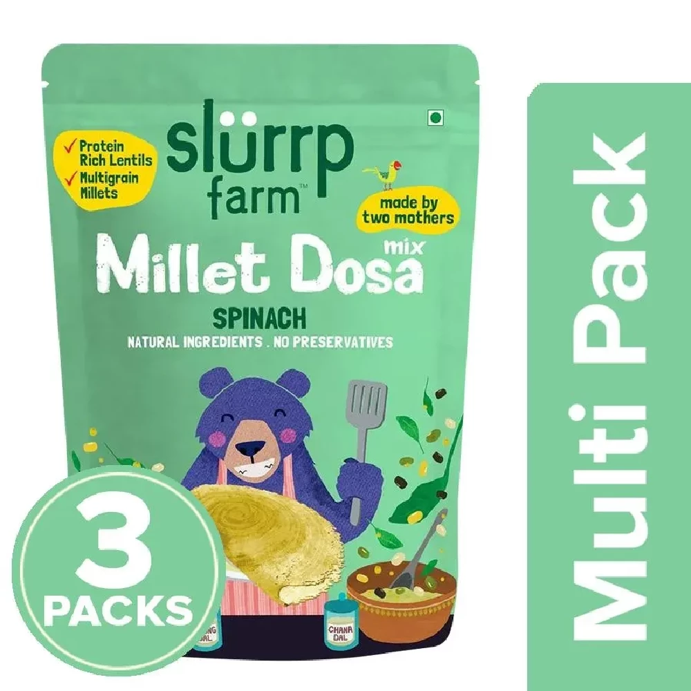 Slurrp Farm Millet Dosa Mix - Supergrains + Spinach, 3x150 g-1.webp